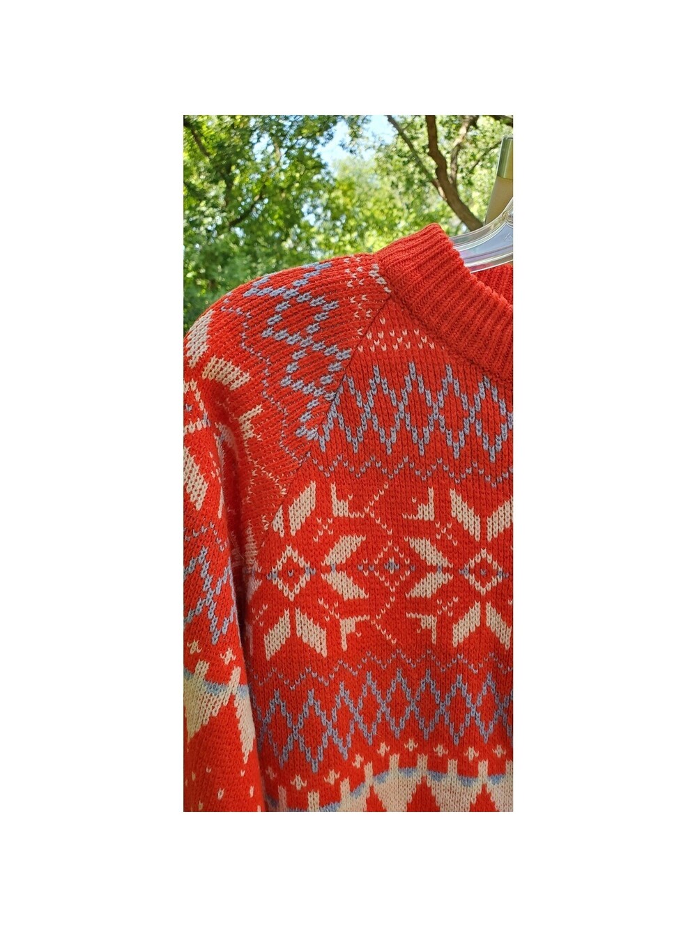 Vintage JCPenney Mens Red Fair Isle Snowflake Acrylic Knit Sweater Medium - Picture 4 of 7